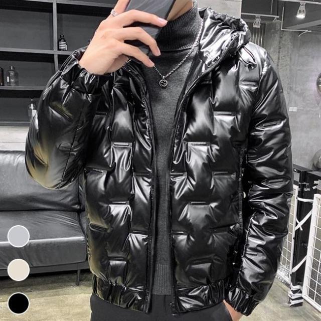 即日出荷 メンズ ダウンジャケット フード付き ジャケット 厚手 立ち襟 アウター 冬 ダウンコート 光沢感 冬ジャケット 防寒服 シルバー ゴールド 特別送料無料 Viverdemusica Life
