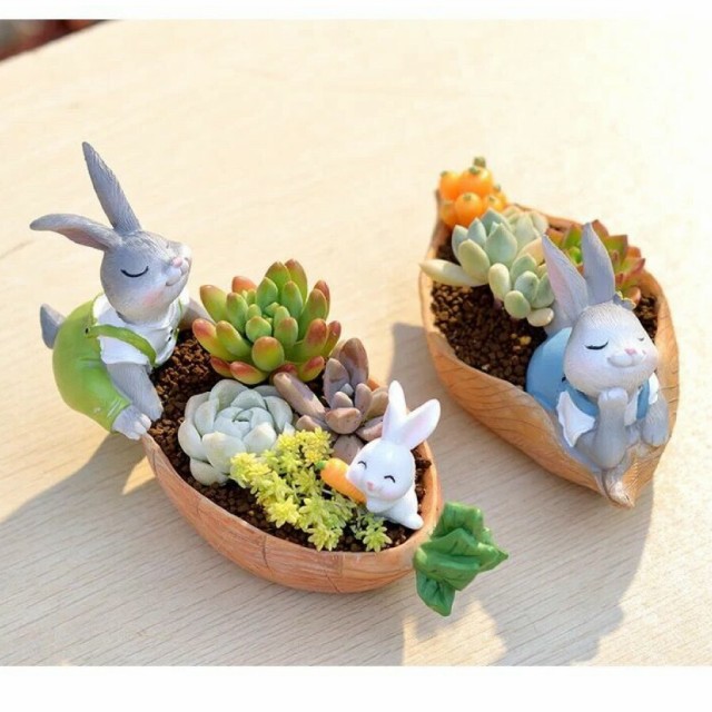 植木鉢 うさぎ ガーデニングオブジェ 鉢植え フラワープランター