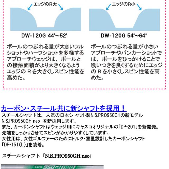 キャスコ　セミグースネック　ドルフィンウェッジ　DW-120G　N.S.PRO950GH neo　ダイナミックゴールド S200　スチールシャフト　kasco　Dolphin Wedge　DW120G