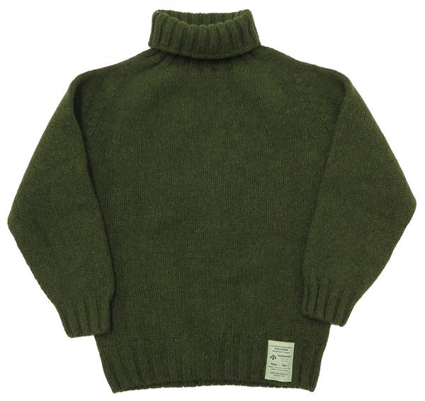 エアロレザー AERO LEATHER シェットランドウール タートルネック ミリタリー ニット Made in Scotland
