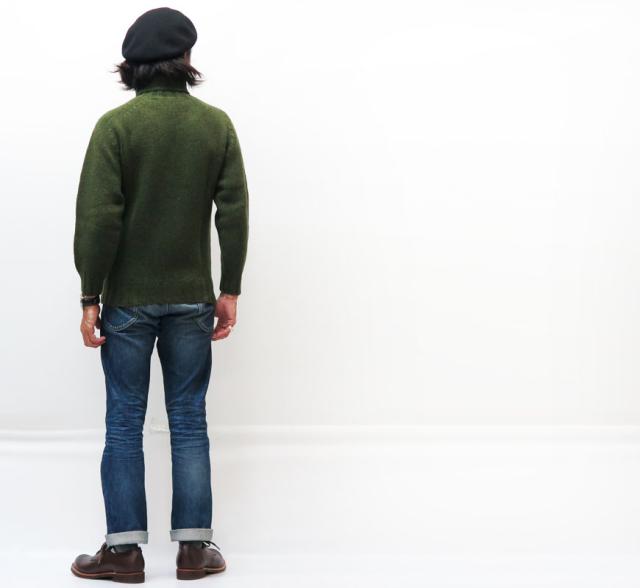 エアロレザー AERO LEATHER シェットランドウール タートルネック ミリタリー ニット Made in Scotland