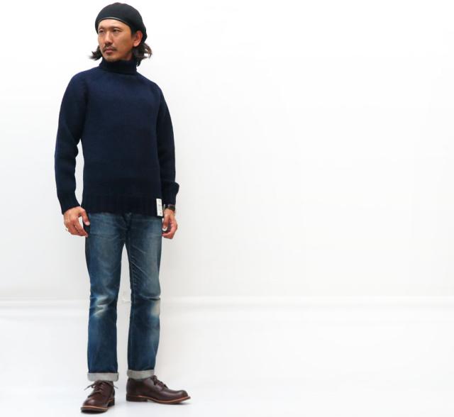 エアロレザー AERO LEATHER シェットランドウール タートルネック ミリタリー ニット Made in Scotland