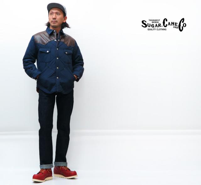 SUGAR CANE レザーヨーク パッディングシャツジャケット SC14451