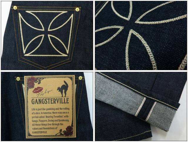 GANGSTERVILLE THUG DENIM SLIM IRON CROSS INDIGO