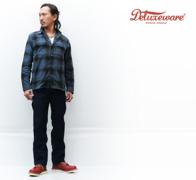 デラックスウェア DELUXEWARE ダブルニー トラウザーズ ワークパンツ 10.5oz インディゴ デニム チノ DX603B