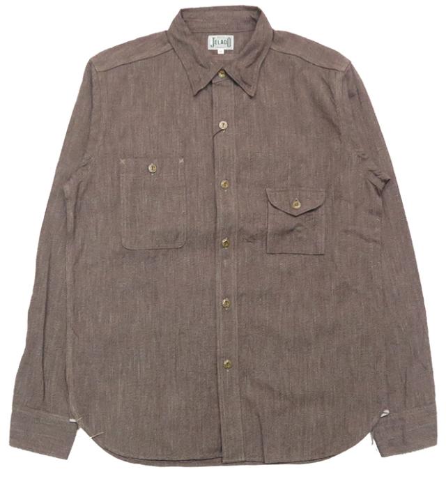JELADO ジェラード 長袖スモーカーシャツ 撚り杢シャンブレー シナモン JP81119