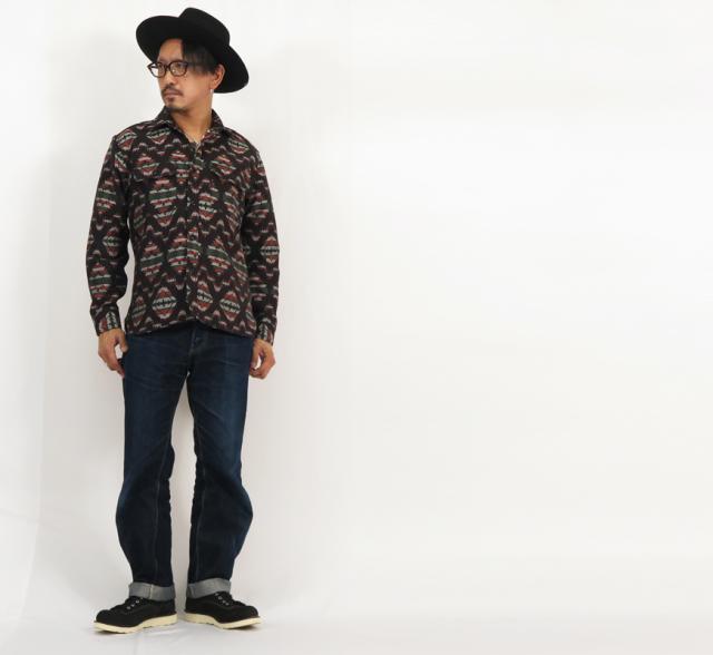シュガーケーン SUGAR CANE 長袖 ネイティブアメリカン パターン ワークシャツ SC28995