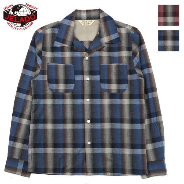 JELADO ジェラード 長袖オープンカラー オンブレーチェック オープンカラーシャツ West Coast Shirts SG81116
