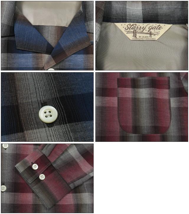 JELADO ジェラード 長袖オープンカラー オンブレーチェック オープンカラーシャツ West Coast Shirts SG81116