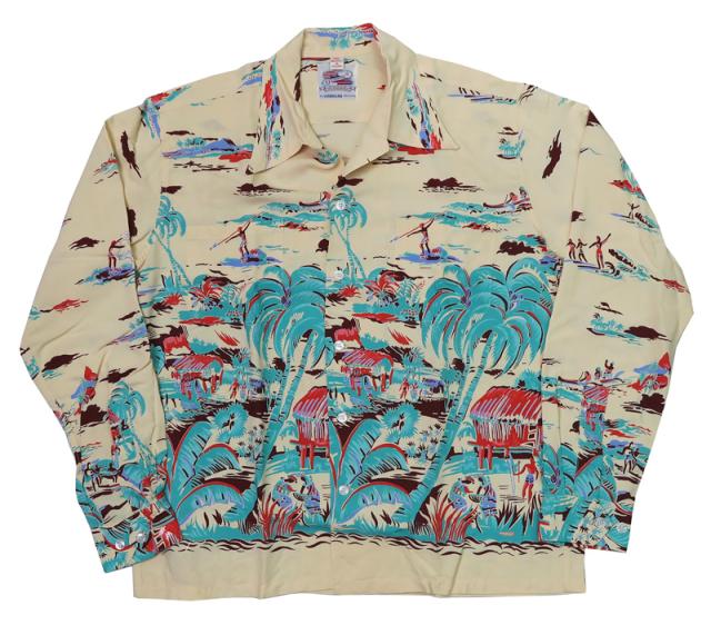サンサーフ SUN SURF デュークカハナモク 長袖 レーヨン アロハシャツ 
