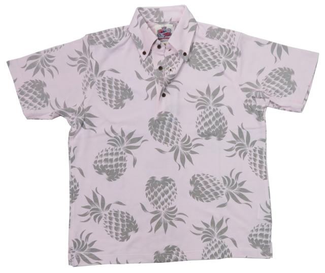 SUN SURF サンサーフ  半袖ポロシャツ  パイナップル  総柄  L 黒 SUN SURF SURF（サンサーフ） 半袖 レーヨン ハワイアンシャツ