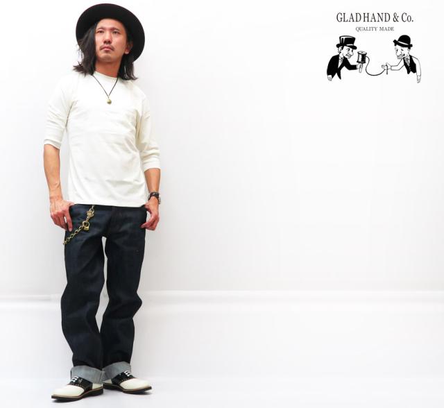 GLAD HAND パックシリーズ スタンダード ５分袖クルーネック ポケットＴシャツ