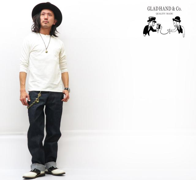 GLAD HAND パックシリーズ スタンダード ５分袖ヘンリーネック ポケットＴシャツ