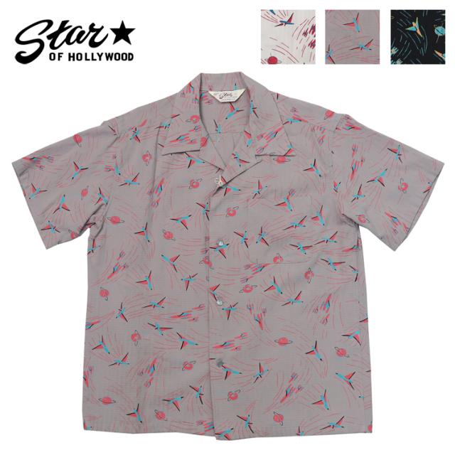STAR OF HOLLYWOOD スターオブハリウッド 半袖 ドビーコットン オープンカラーシャツ SPACE SHIP SH39087