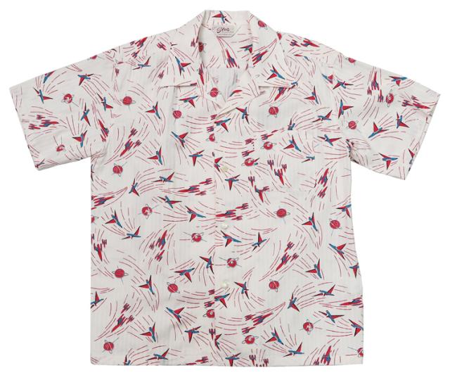 STAR OF HOLLYWOOD スターオブハリウッド 半袖 ドビーコットン オープンカラーシャツ SPACE SHIP SH39087