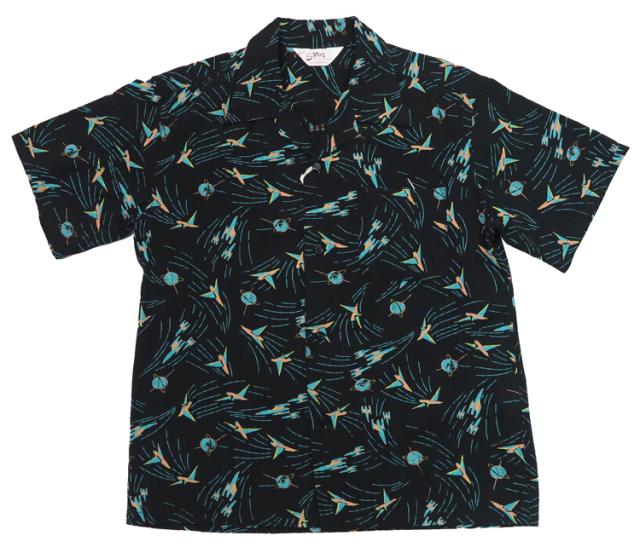 STAR OF HOLLYWOOD スターオブハリウッド 半袖 ドビーコットン オープンカラーシャツ SPACE SHIP SH39087