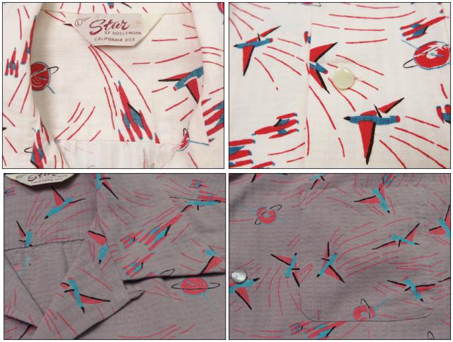 STAR OF HOLLYWOOD スターオブハリウッド 半袖 ドビーコットン オープンカラーシャツ SPACE SHIP SH39087