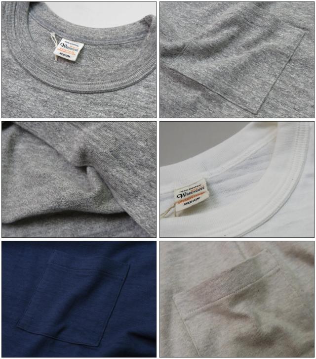 ウェアハウス WAREHOUSE Lot.4601-pocket 無地 半袖 ポケットTシャツ 定番 シャドーボーダー ローゲージ編み