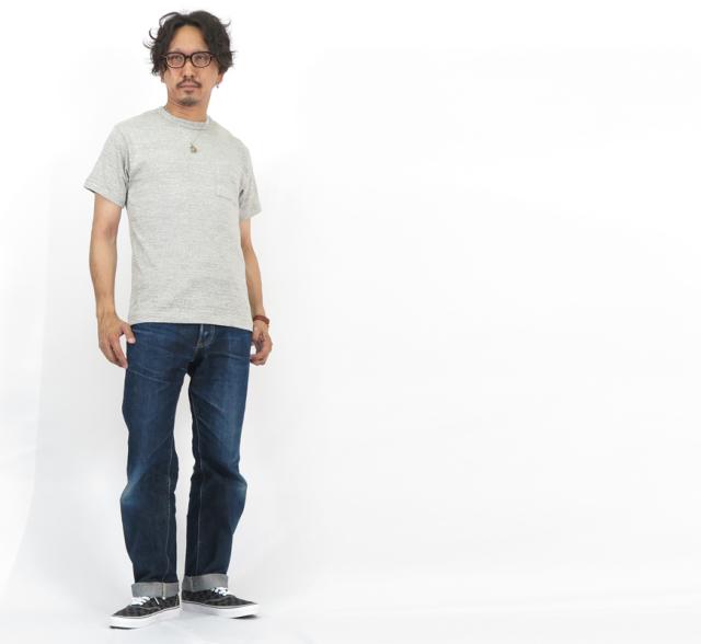 ウェアハウス WAREHOUSE Lot.4601-pocket 無地 半袖 ポケットTシャツ 定番 シャドーボーダー ローゲージ編み