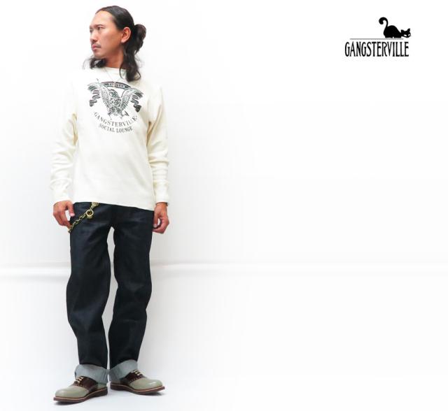GANGSTERVILLE クルーネック ワッフル長袖 Tシャツ 7 19 CLUB