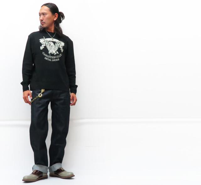 GANGSTERVILLE クルーネック ワッフル長袖 Tシャツ 7 19 CLUB