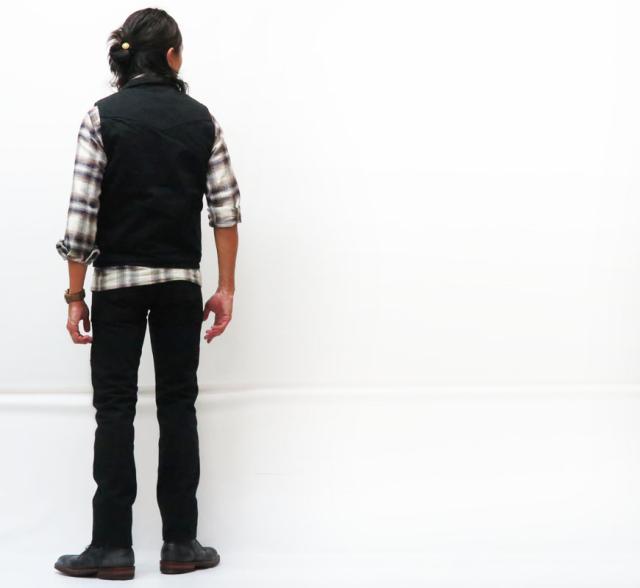 ラングリッツレザーズ Langlitz Leathers 13oz ブラックデニム ライディングベスト