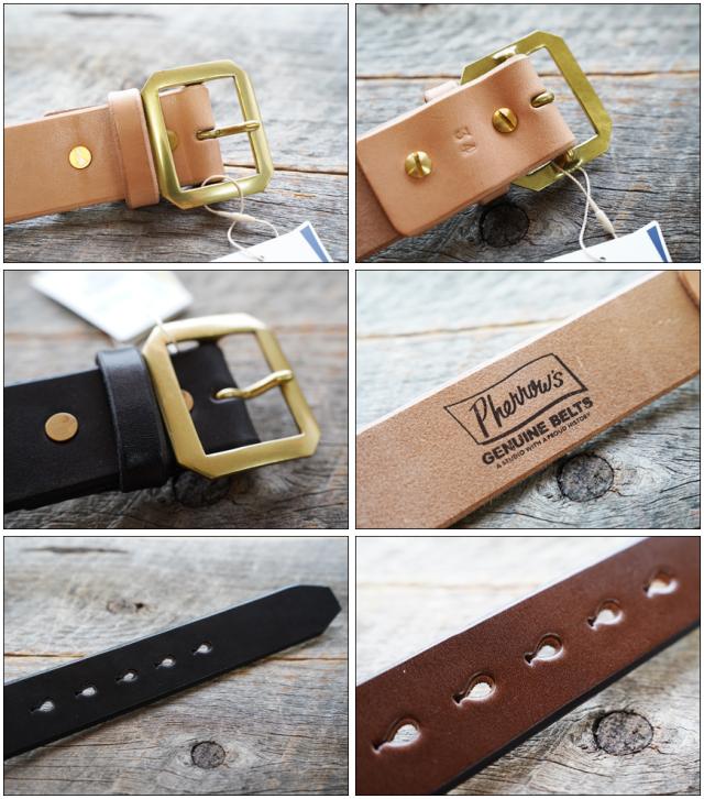 Pherrow's フェローズ ブラスバックル ベンズレザーベルト PLB1-B