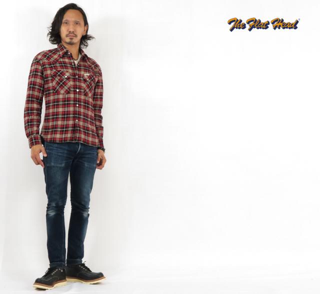 フラットヘッド THE FLAT HEAD 長袖 フランネル チェック ウエスタンシャツ FN-SNW-001L