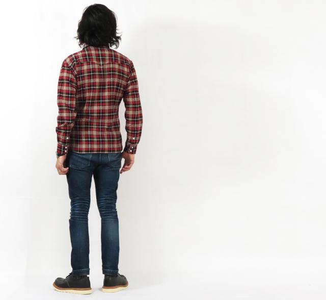 フラットヘッド THE FLAT HEAD 長袖 フランネル チェック ウエスタンシャツ FN-SNW-001L