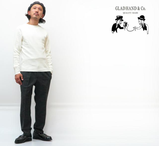 GLAD HAND グラッドハンド 長袖 Tシャツ クルーネック ワッフル生地 大き目サイズ パックTee GLADHAND-27