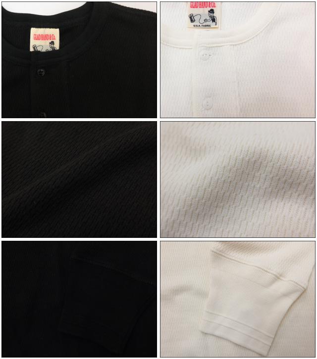 GLAD HAND グラッドハンド 長袖 Tシャツ ヘンリーネック ワッフル生地 大き目サイズ パックTee GLADHAND-28