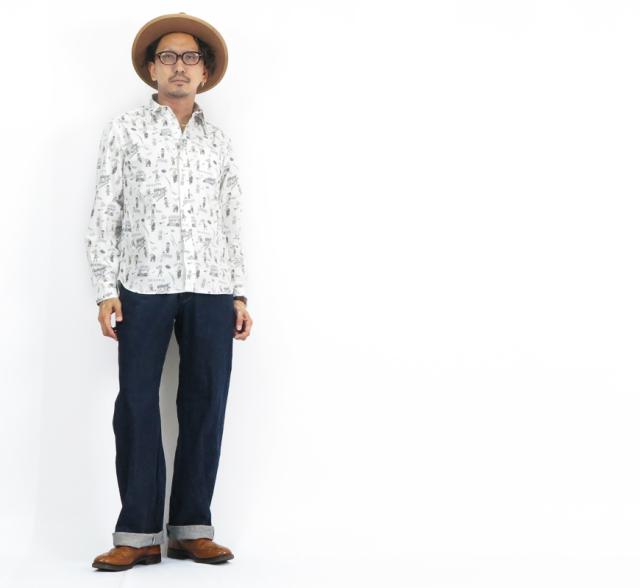 ORGUEIL オルゲイユ 長袖 プリントワークシャツ OR-5083