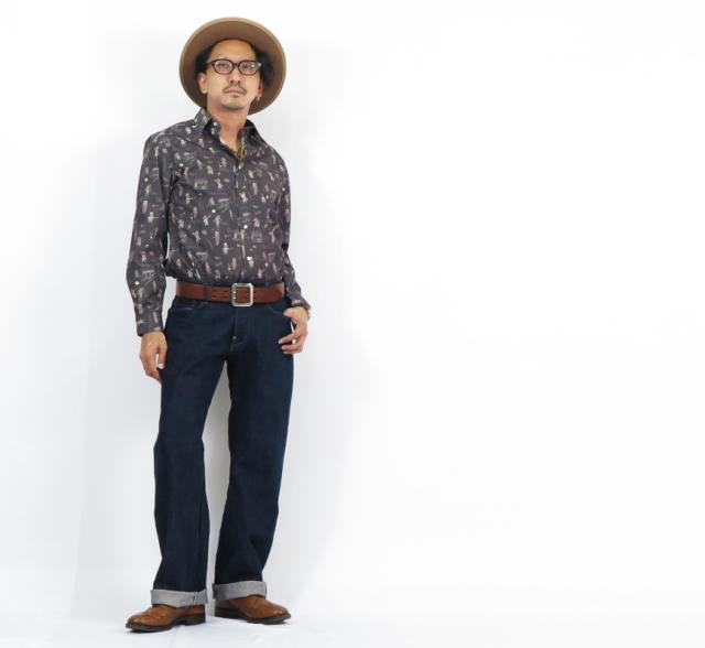 ORGUEIL オルゲイユ 長袖 プリントワークシャツ OR-5083