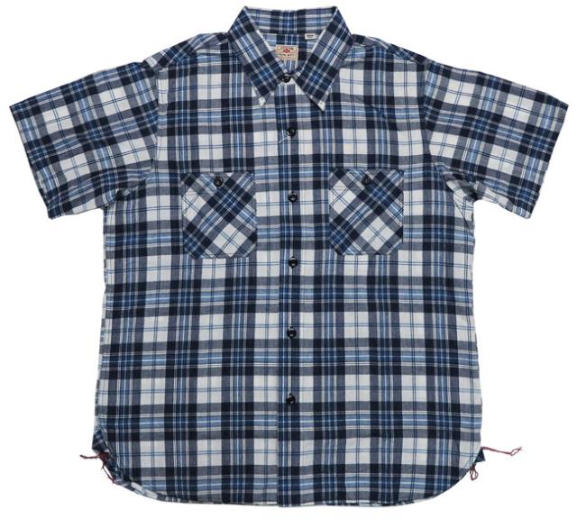 SUGAR CANE スペックブルーチェック 半袖 ワークシャツ チェック柄 SC38696