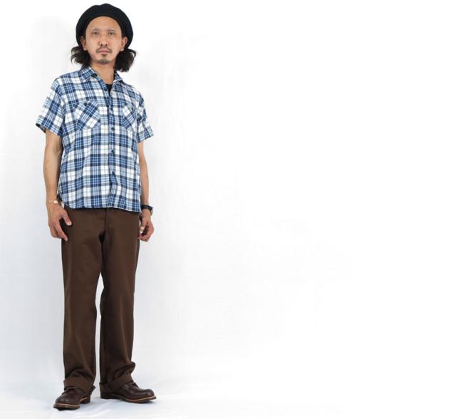 SUGAR CANE スペックブルーチェック 半袖 ワークシャツ チェック柄 SC38696