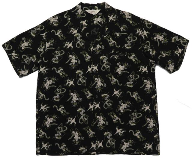 STAR OF HOLLYWOOD スターオブハリウッド 半袖 オープンカラー シャツ ボウリングシャツ ハワイアン アロハ レーヨン FANCY CATS SH38637