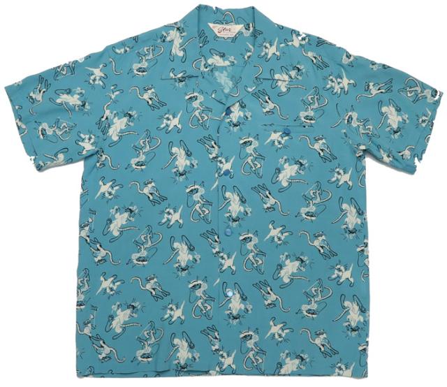 STAR OF HOLLYWOOD スターオブハリウッド 半袖 オープンカラー シャツ ボウリングシャツ ハワイアン アロハ レーヨン FANCY CATS SH38637