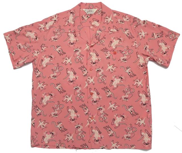 STAR OF HOLLYWOOD スターオブハリウッド 半袖 オープンカラー シャツ ボウリングシャツ ハワイアン アロハ レーヨン FANCY CATS SH38637