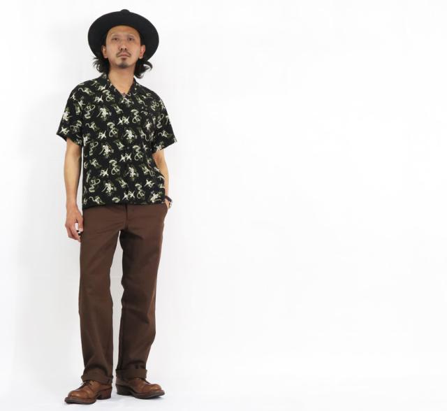 STAR OF HOLLYWOOD スターオブハリウッド 半袖 オープンカラー シャツ ボウリングシャツ ハワイアン アロハ レーヨン FANCY CATS SH38637