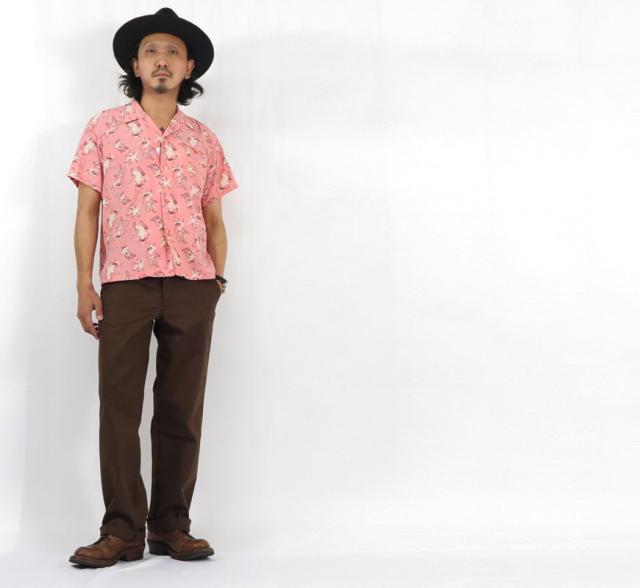 STAR OF HOLLYWOOD スターオブハリウッド 半袖 オープンカラー シャツ ボウリングシャツ ハワイアン アロハ レーヨン FANCY CATS SH38637