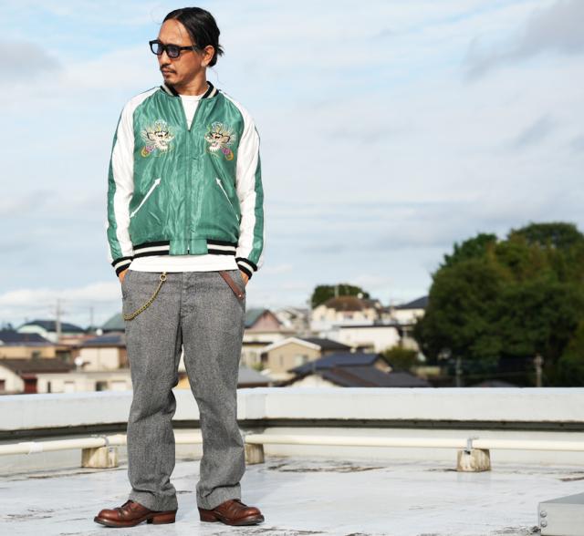 テーラー東洋 テイラー東洋 Tailor Toyo 2TONE ベロア × サテン スカジャン WHITE TIGER × GOLD DRAGON TT15975-119