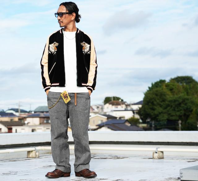 テーラー東洋 テイラー東洋 Tailor Toyo 2TONE ベロア × サテン スカジャン WHITE TIGER × GOLD DRAGON TT15975-119