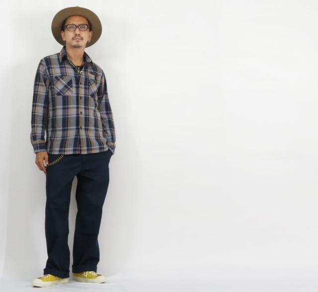 WEIRDO ウィアード チェーン刺繍 長袖チェックワークシャツ WIND UP WRD-22-AW-11 GLAD HAND グラッドハンド 