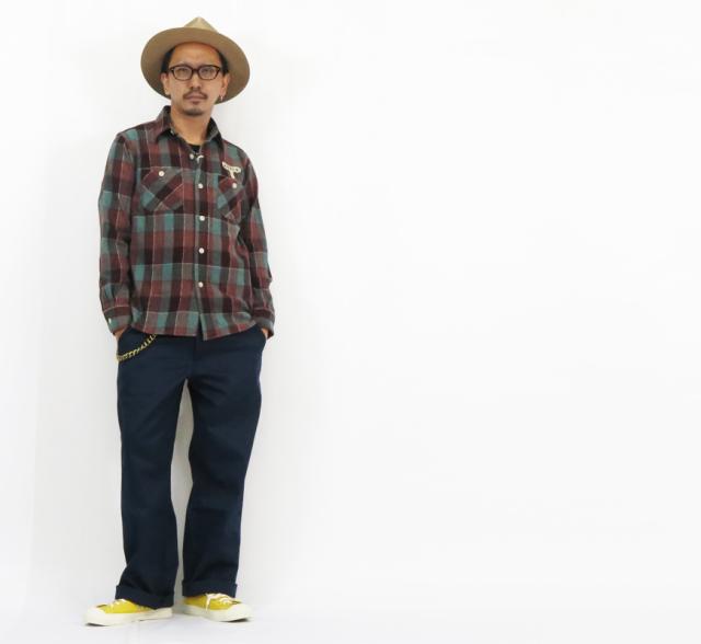 WEIRDO ウィアード チェーン刺繍 長袖チェックワークシャツ WIND UP WRD-22-AW-11 GLAD HAND グラッドハンド 