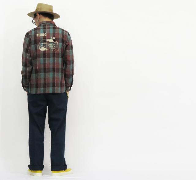 WEIRDO ウィアード チェーン刺繍 長袖チェックワークシャツ WIND UP WRD-22-AW-11 GLAD HAND グラッドハンド 