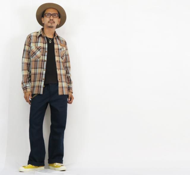 WEIRDO ウィアード チェーン刺繍 長袖チェックワークシャツ WIND UP WRD-22-AW-11 GLAD HAND グラッドハンド 