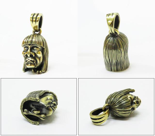 WEIRDO JEWERLY ウィアード ジュエリー SHURUNKEN HEAD ブラス ペンダントトップ 真鍮 GLAD HAND グラッドハンド