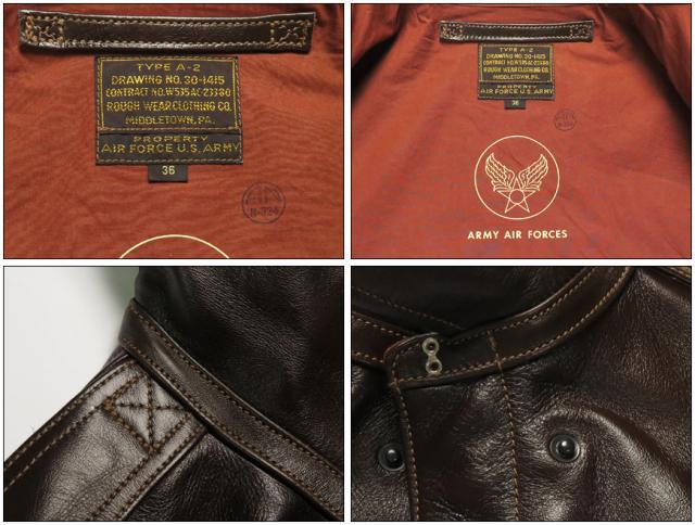 Buzz Rickson's A-2 ROUGHWEAR CLOTHING CO. ANILINE HAND FINISHED BR80593