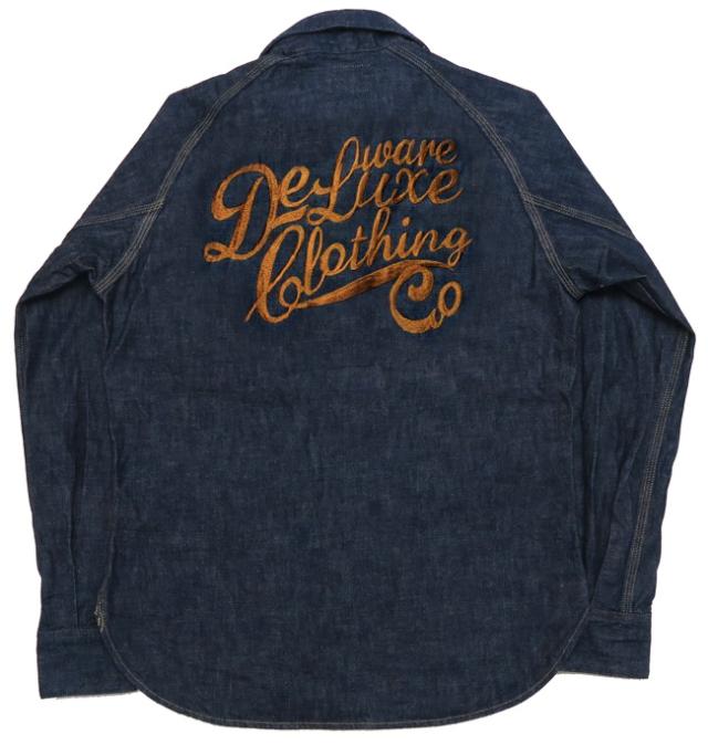 デラックスウェア DELUXEWARE ロゴ刺繍 10.5oz デニム シャツ 長袖 7647