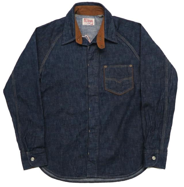 デラックスウェア DELUXEWARE ロゴ刺繍 10.5oz デニム シャツ 長袖 7647